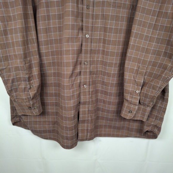 Daniel Cremieux Shirt Mens 3XT Tall Long Sleeve Button Down Cotton Brown Plaid - Picture 4 of 11